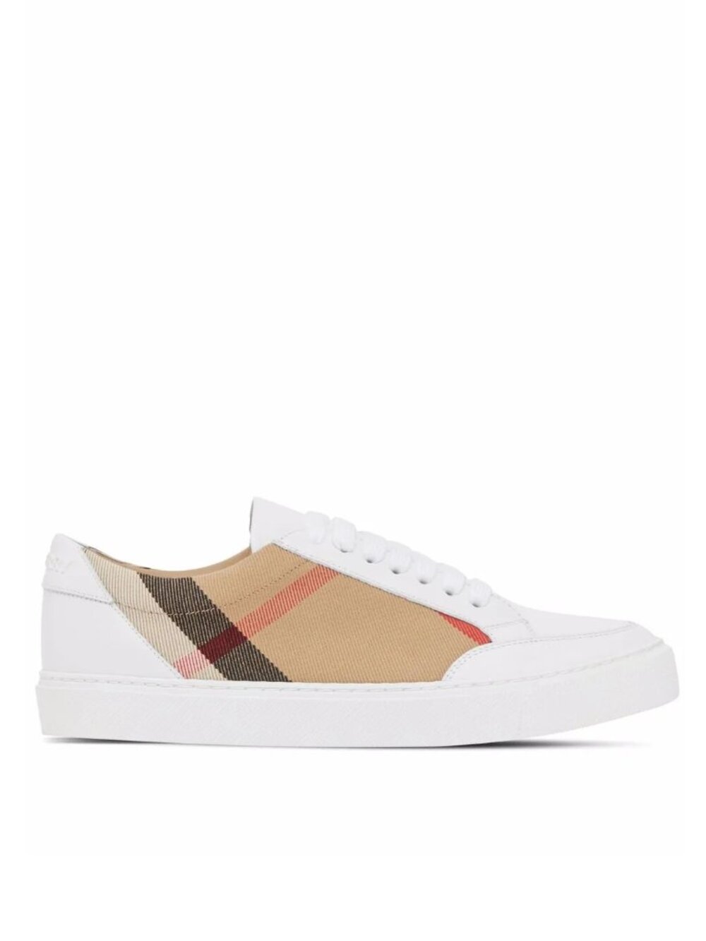 Burberry Vintage Check Leather Low Top Sneakers White Size 8 NWT
